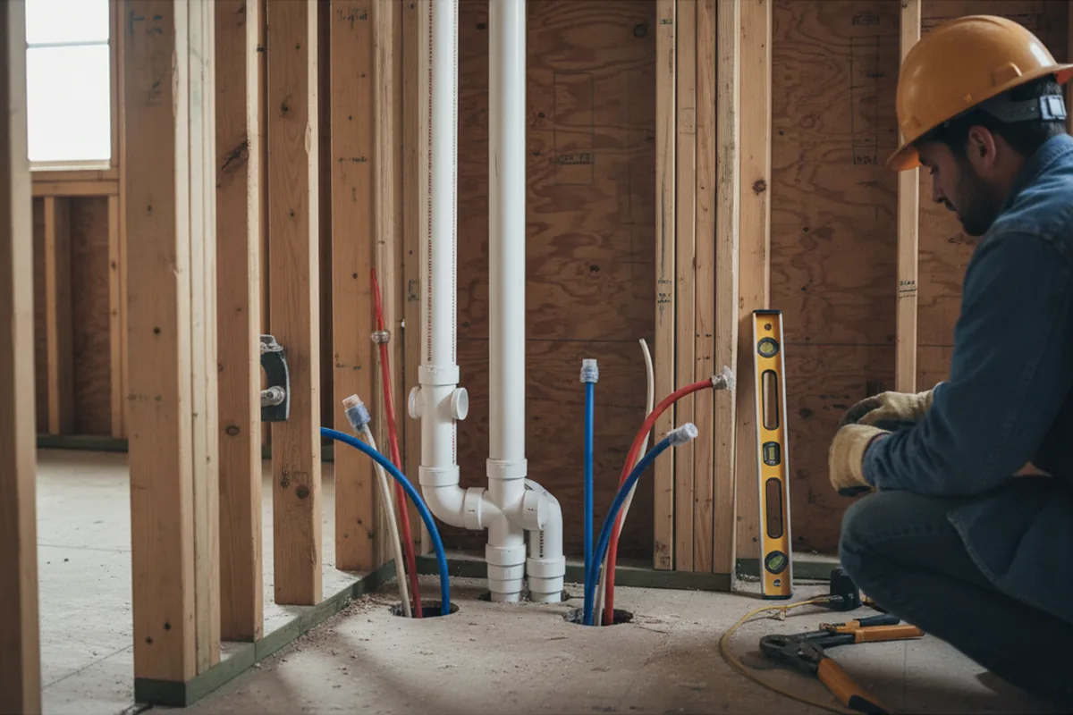 Drain and supply rough-in during Drain Cleaning in Rolesville