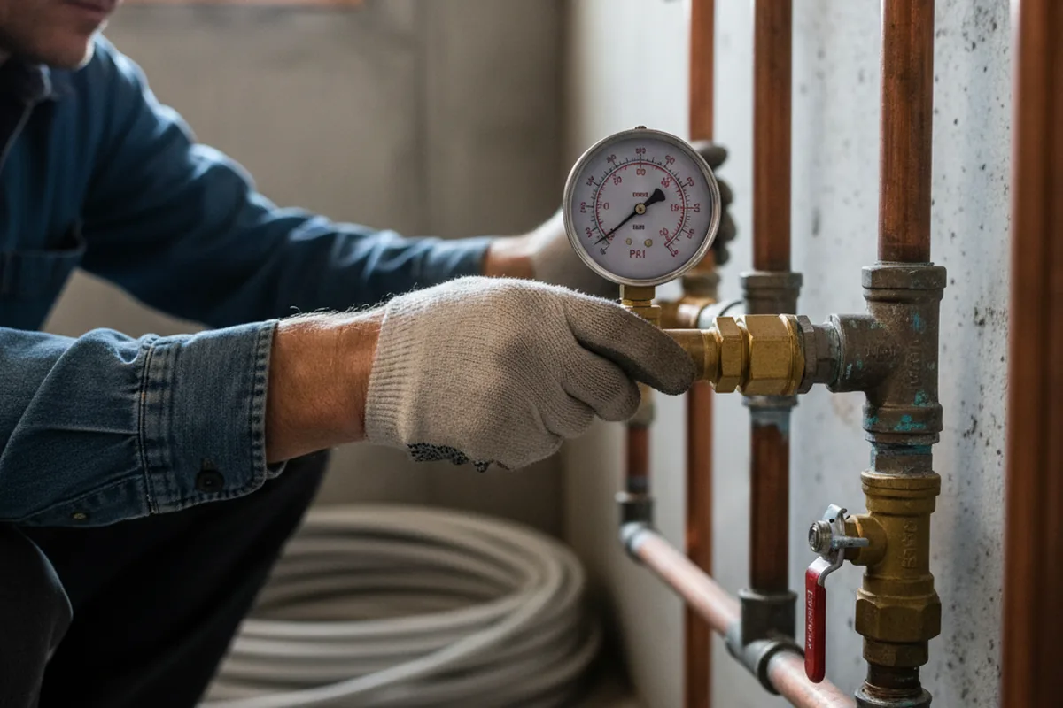 Pressure testing a repaired line during Water Line Repair in Rolesville